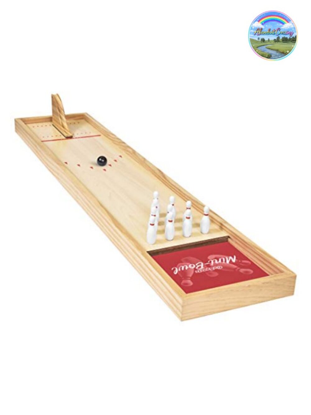 Mini Wooden Tabletop Bowling Game Set with Dry Erase Scorecard
